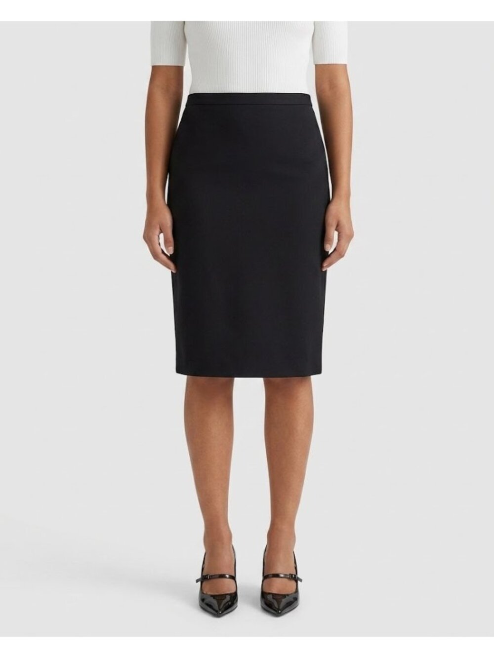 NWT Theory Slim Fit Skinny Pencil in Black New Tailor Stretch Wool Skirt 4